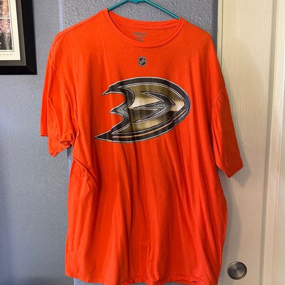 Anaheim Ducks Corey Perry Bright Orange Tee with Bold Logo - Picture 1 of 4